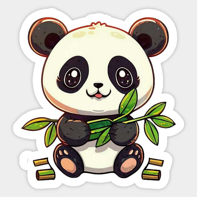 Panda bear with its bamboo Sticker by culturageek